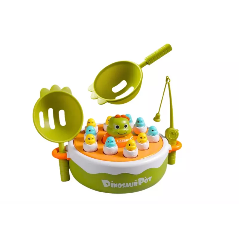 LEAN TOYS Gra Wędki Dinozaury Akcesoria Drewniane Zielony