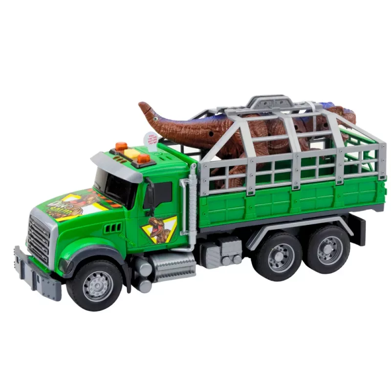 LEAN TOYS Dinosaur Transport Truck Figure Lights Sounds Green