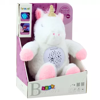 LEAN TOYS Pluszowy Jednorożec Śpiący Przytulanka Projektor Dźwięk