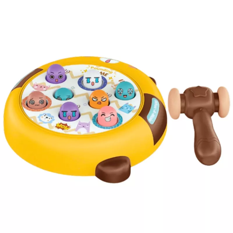 LEAN TOYS Whack-A-Mole Gra Zręcznościowa Dwa Młotki Kotek Żółty Brązowy