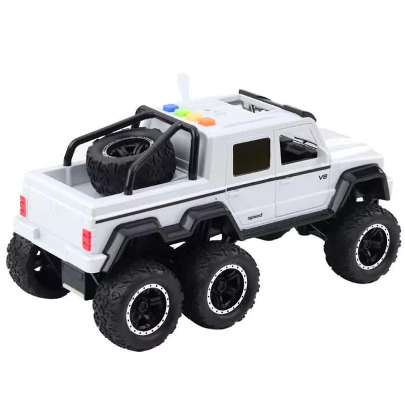 LEAN TOYS Samochód terenowy z napędem ciernym, światła i dźwięki, perłowa biel, 6x6, 1:16