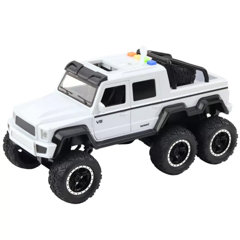 LEAN TOYS Samochód terenowy z napędem ciernym, światła i dźwięki, perłowa biel, 6x6, 1:16