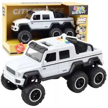 LEAN TOYS Samochód terenowy z napędem ciernym, światła i dźwięki, perłowa biel, 6x6, 1:16