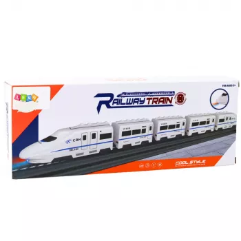 LEAN TOYS Interaktywny zestaw pociągów z dźwiękami i światłami, biały, 62 cm