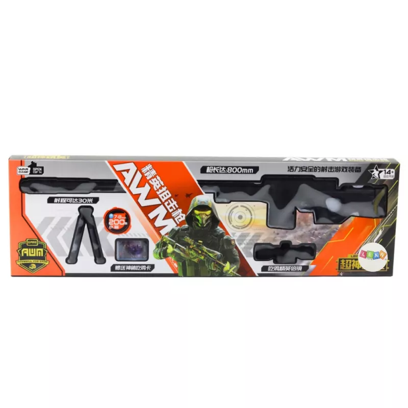 LEAN TOYS Replika Karabinu Snajperskiego AWM z Podstawką, Kulki Żelowe na Wodę, 80 cm