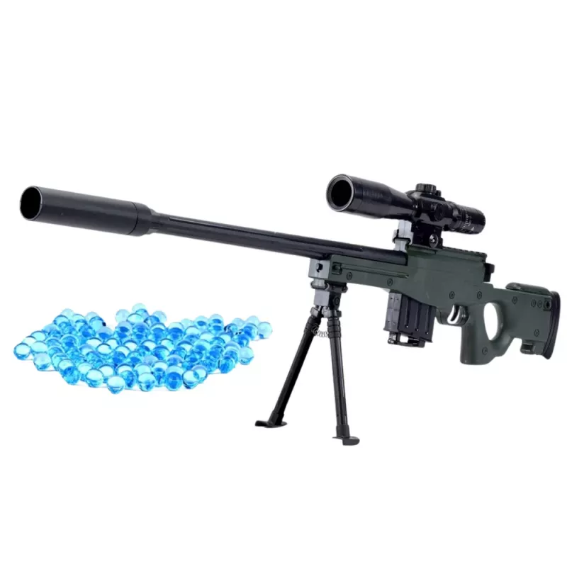 LEAN TOYS Replika Karabinu Snajperskiego AWM z Podstawką, Kulki Żelowe na Wodę, 80 cm