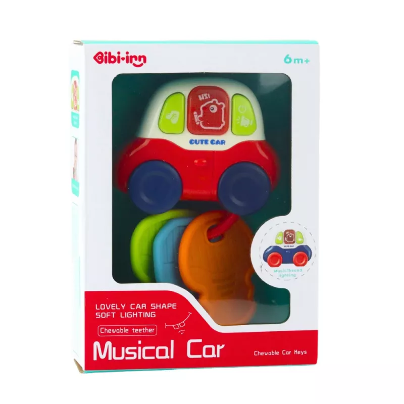 LEAN TOYS Interaktywny Samochodzik z Gryzakami, Kluczykami, Światłami i Dźwiękami