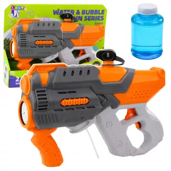 LEAN TOYS Elektryczny Pistolet na Wodę i Bańki Mydlane 2w1 Pomarańczowy