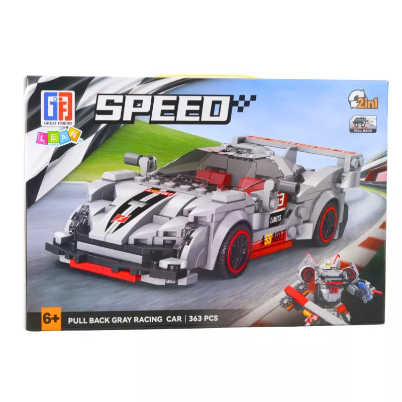 LEAN TOYS Klocki Konstrukcyjne Samochód Sportowy Robot 2w1 Szary 363 szt.