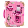 LEAN TOYS Zestaw do makijażu z toaletką w walizce Akcesoria 2 w 1 Różowy