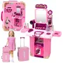 LEAN TOYS Zestaw do makijażu z toaletką w walizce Akcesoria 2 w 1 Różowy