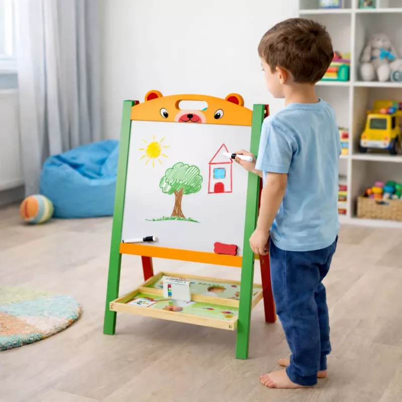 LEAN TOYS Dwustronna Magnetyczna Tablica Edukacyjna Kredowa 2 w 1 z Markerami, Literami, Cyframi