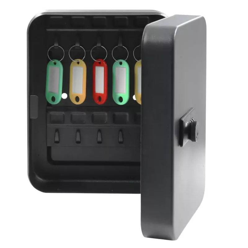 LEAN Metal Key Box z kodem cyfrowym, 48 haczyków, czarne naklejki