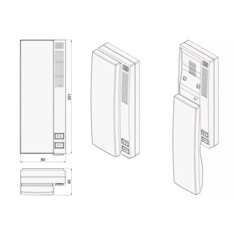 ACO INS-UP720B UNIFON - Słuchawka domofonowa cyfrowa, 1-przyciskowa, biała