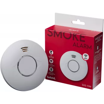 SAFEMI SHS-10W Czujka dymu WiFi - fotoelektryczna, 85dB, Tuya Smart, bateria na 2 lata, EN14604