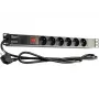 GETFORT LGF-06-Z 19-calowy 1U 6-gniazdowa Schuko Listwa Zasilająca (PDU) - Kabel 1,8m, 16A, 230V, Czarny