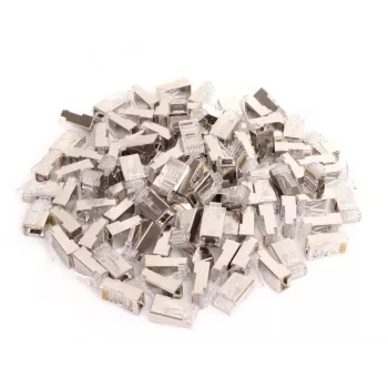 GETFORT RJ45 Cat.6 Shielded Connector 8P8C (100 szt.) - Pozłacany, przezroczysty