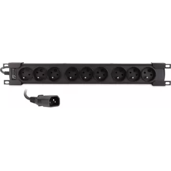 Getfort GF-9R30/IEC 1U 19-calowy listwa zasilająca do szafy RACK z 9x gniazdami IEC C13, 16A, kabel 3m, czarny