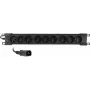 Getfort GF-9R30/IEC 1U 19-calowy listwa zasilająca do szafy RACK z 9x gniazdami IEC C13, 16A, kabel 3m, czarny