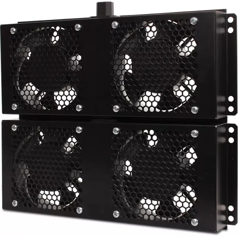 Getfort GF-FAN4 2U 19-Inch Rack Mount Ventilation Panel with 4 Fans, 120mm, 230V, Black