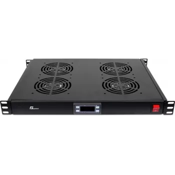 GETFORT GF-FAN4TR 1U Panel Rack z 4 Wentylatorami Sterowanymi Termostatem, 230V, Czarny