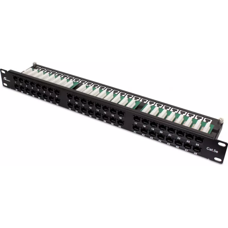 GETFORT PGF-5EUTP48-B9 Panel Krosowy UTP Cat.5e 48 Portów 2U 19 inch Rackmount Czarny