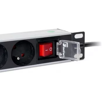Getfort LGF-03 10-calowa 1U listwa zasilająca do szafy z 3 gniazdami Schuko, kabel 1,8 m, 10 A, 2500 W, srebrny