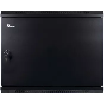 GETFORT 19 inch CALI 9U 600x450 Szafa Rack naścienna z pełnymi drzwiami stalowymi, czarny (RAL 9005)