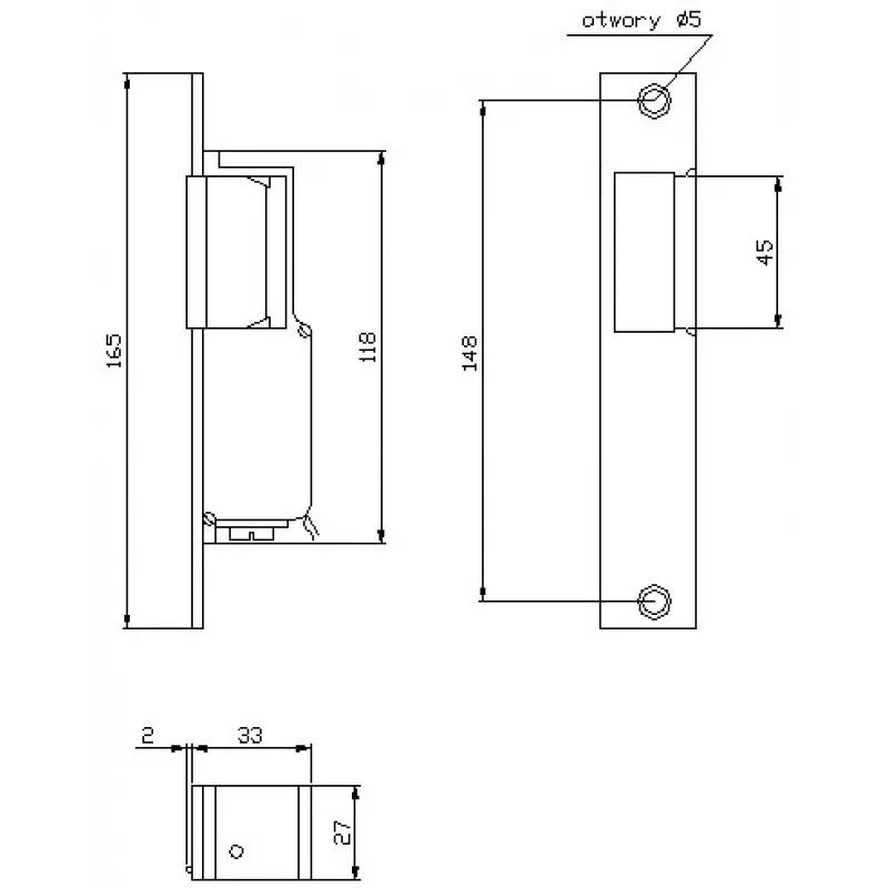 ELEKTRA-PLUS R2 Narrow Electric Strike Right-Handed Fail-Secure 10-24V AC/DC 3000N