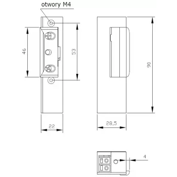 ELEKTRA-PLUS Elektryczny Zamek Elektromagnetyczny R3 Lewy Fail-Secure Bez Przytrzymania Zasuwy