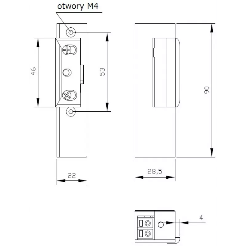 ELEKTRA-PLUS Elektryczny Zamek Elektromagnetyczny R3 Lewy Fail-Secure Bez Przytrzymania Zasuwy