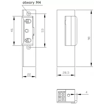 ELEKTRA-PLUS Elektryczny Zamek Drzwiowy R3 z Pamięcią, Bez Blokady Mechanicznej, Lewy, 12V AC/DC, Fail-Secure