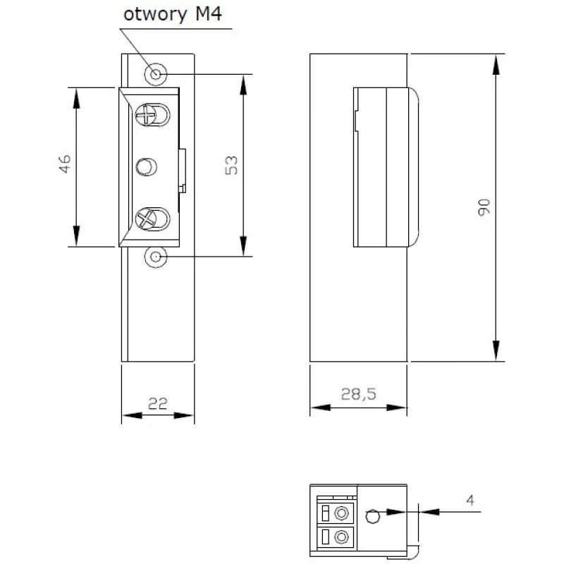 ELEKTRA-PLUS Elektryczny Zamek Drzwiowy R3 z Pamięcią, Bez Blokady Mechanicznej, Lewy, 12V AC/DC, Fail-Secure