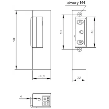 ELEKTRA-PLUS R3-12.40P Prawostronny elektrozaczep fail-secure z pamięcią, 12V AC/DC, siła przytrzymania 3000N