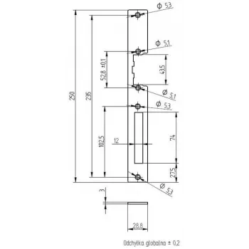 ELEKTRA-PLUS Szyld do zamków wpuszczanych, cynkowany, 200x20mm