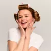 GLOV_SET Overnight Blowout Set Heatless Hair Curlers 3pcs + Mini Satin Bonnets 3pcs Pink
