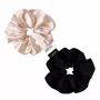 GLOV Satin Scrunchies Hair Ties Medium Champagne/Black 2 Pieces