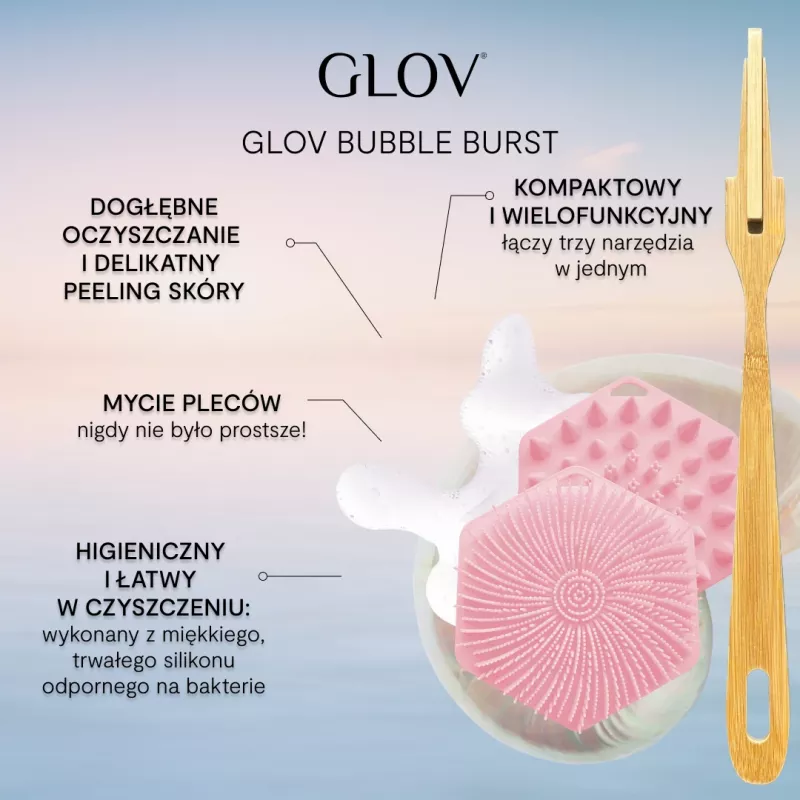 GLOV Bubble Burst 3-w-1 Silikonowy Peeling i Masażer do Ciała, Skóry Głowy i Pleców - Różowy