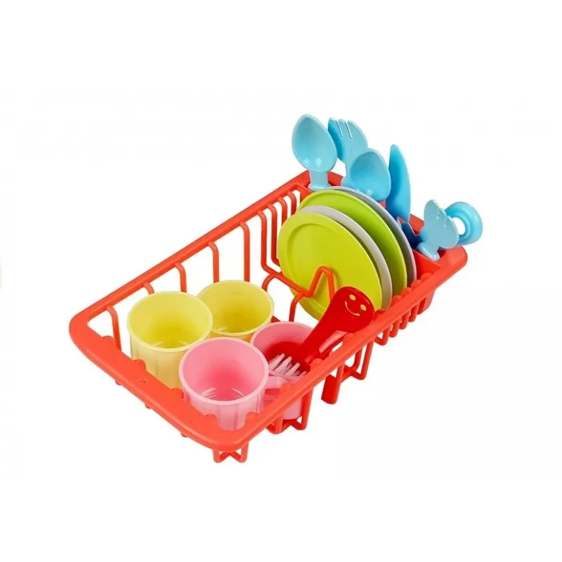 LEAN TOYS Kolorowy Zlew z Kranem i Zmywarką z Akcesoriami