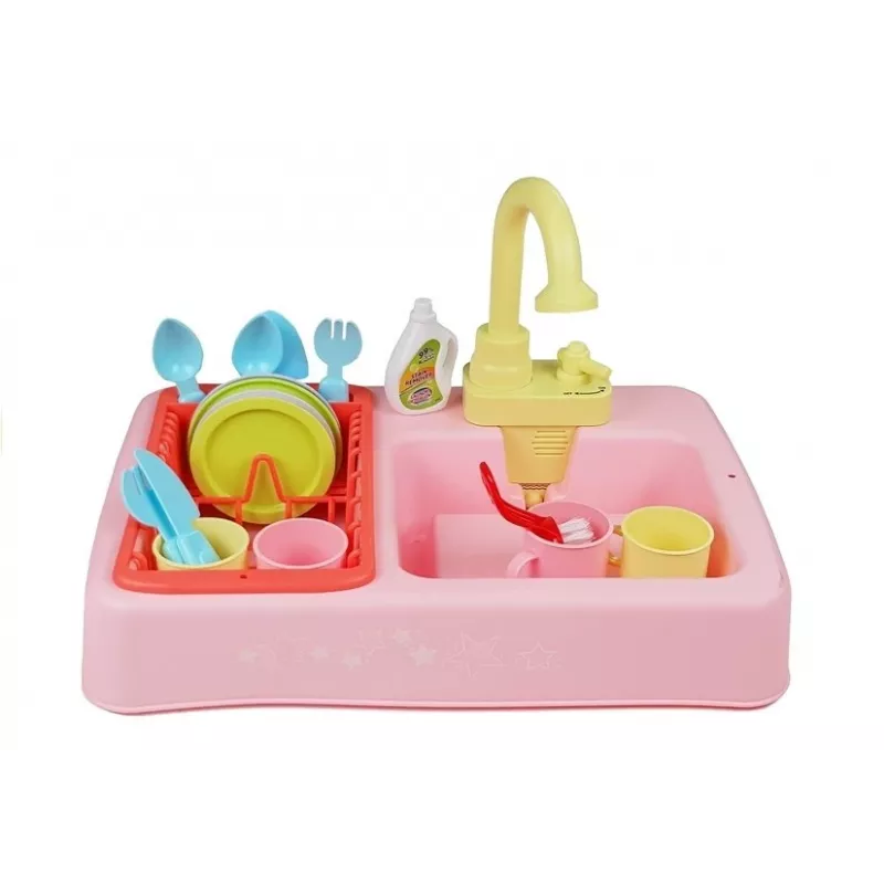 LEAN TOYS Kolorowy Zlew z Kranem i Zmywarką z Akcesoriami