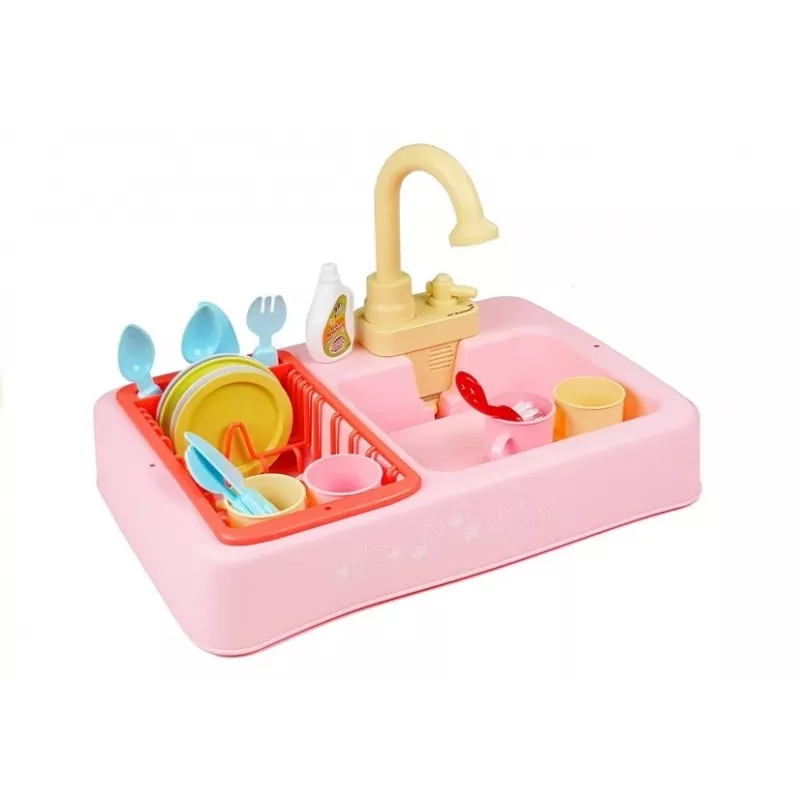LEAN TOYS Kolorowy Zlew z Kranem i Zmywarką z Akcesoriami