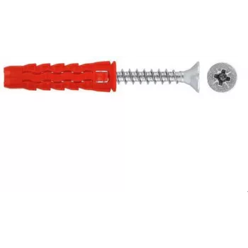 WKRĘT-MET Universal Wall Plug 10x60/70, Countersunk Screw, Cardboard Box (SFXP-10060070 x 50 pcs.)