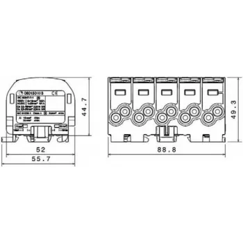SIMET SIMBLOCK SCB 25-5X Distribution Block Al/Cu 80/150 1x10-25mm² 5x1.5-16mm² Grey