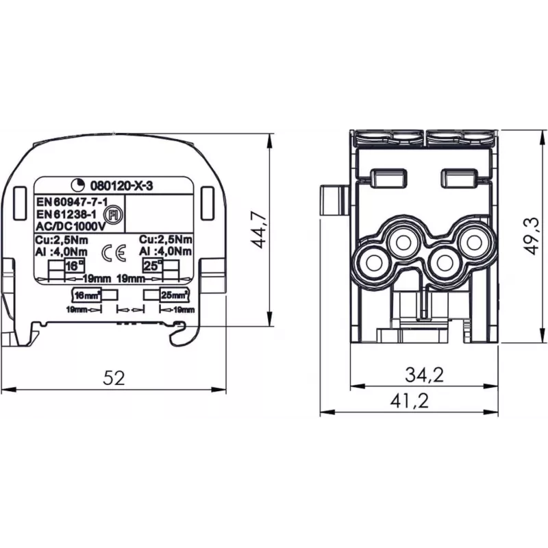 SIMET SCB 25-2 Al/Cu 80-120 SIMBLOCK Rozdzielnica - Szary 81505002