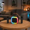Zestaw karaoke LEAN z głośnikiem Bluetooth, dwoma mikrofonami, diodami LED, czarny