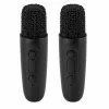 Zestaw karaoke LEAN z głośnikiem Bluetooth, dwoma mikrofonami, diodami LED, czarny