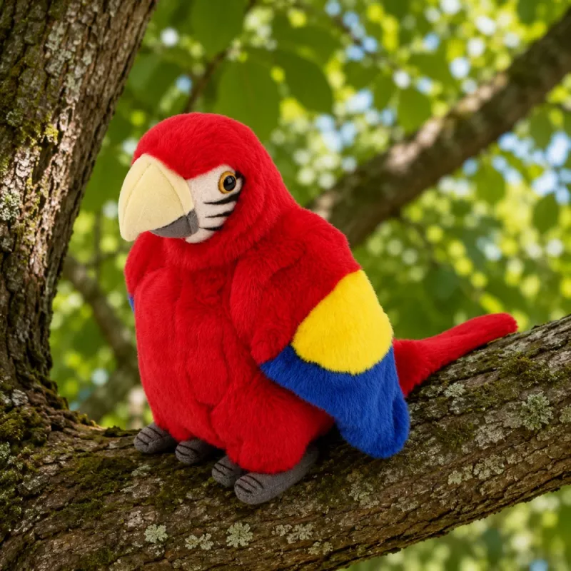 LEAN TOYS Pluszowa Papuga Ara Egzotyczny Ptak Mascot Przytulanka Czerwona 24 cm