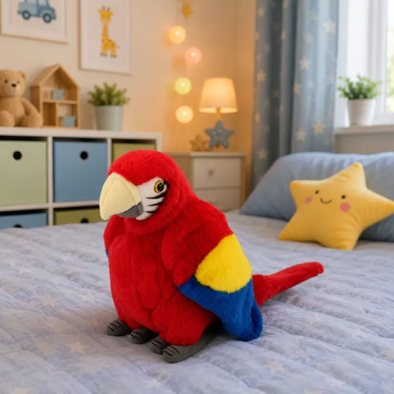 LEAN TOYS Pluszowa Papuga Ara Egzotyczny Ptak Mascot Przytulanka Czerwona 24 cm