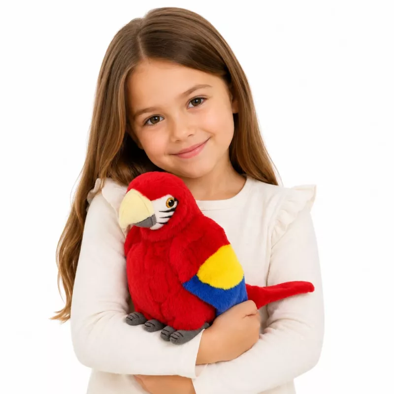 LEAN TOYS Pluszowa Papuga Ara Egzotyczny Ptak Mascot Przytulanka Czerwona 24 cm