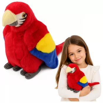 LEAN TOYS Pluszowa Papuga Ara Egzotyczny Ptak Mascot Przytulanka Czerwona 24 cm